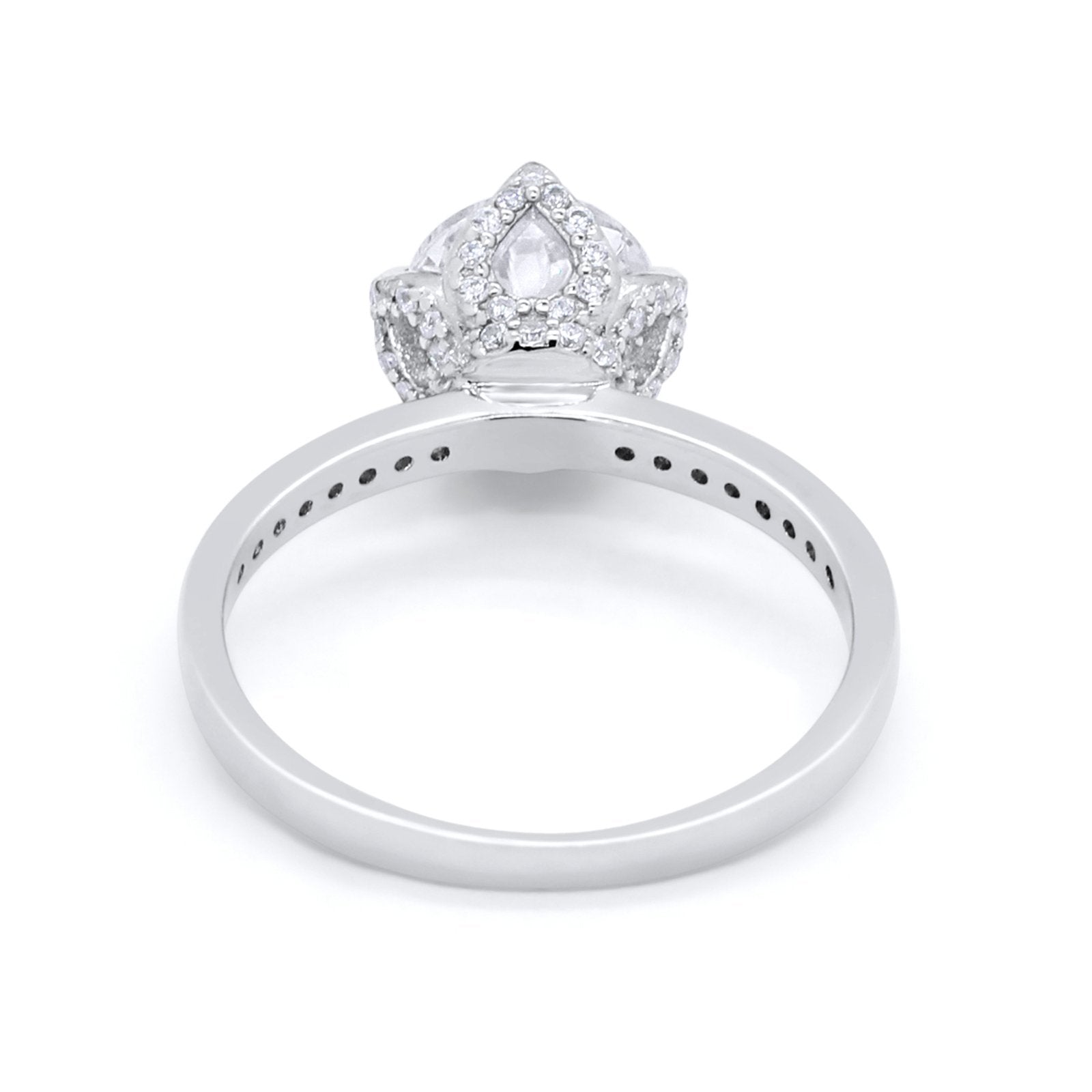 Art Deco Floral Wedding Bridal Ring Round Cubic Zirconia 925 Sterling Silver