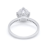 Art Deco Floral Wedding Bridal Ring Round Cubic Zirconia 925 Sterling Silver