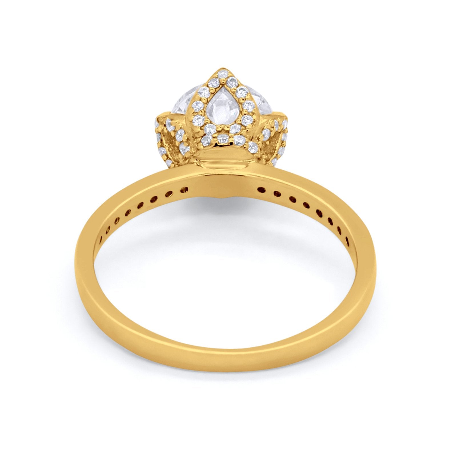 Art Deco Floral Wedding Bridal Ring Round Cubic Zirconia 925 Sterling Silver