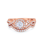 Two Piece Wedding Bridal Ring Simulated Cubic Zirconia 925 Sterling Silver