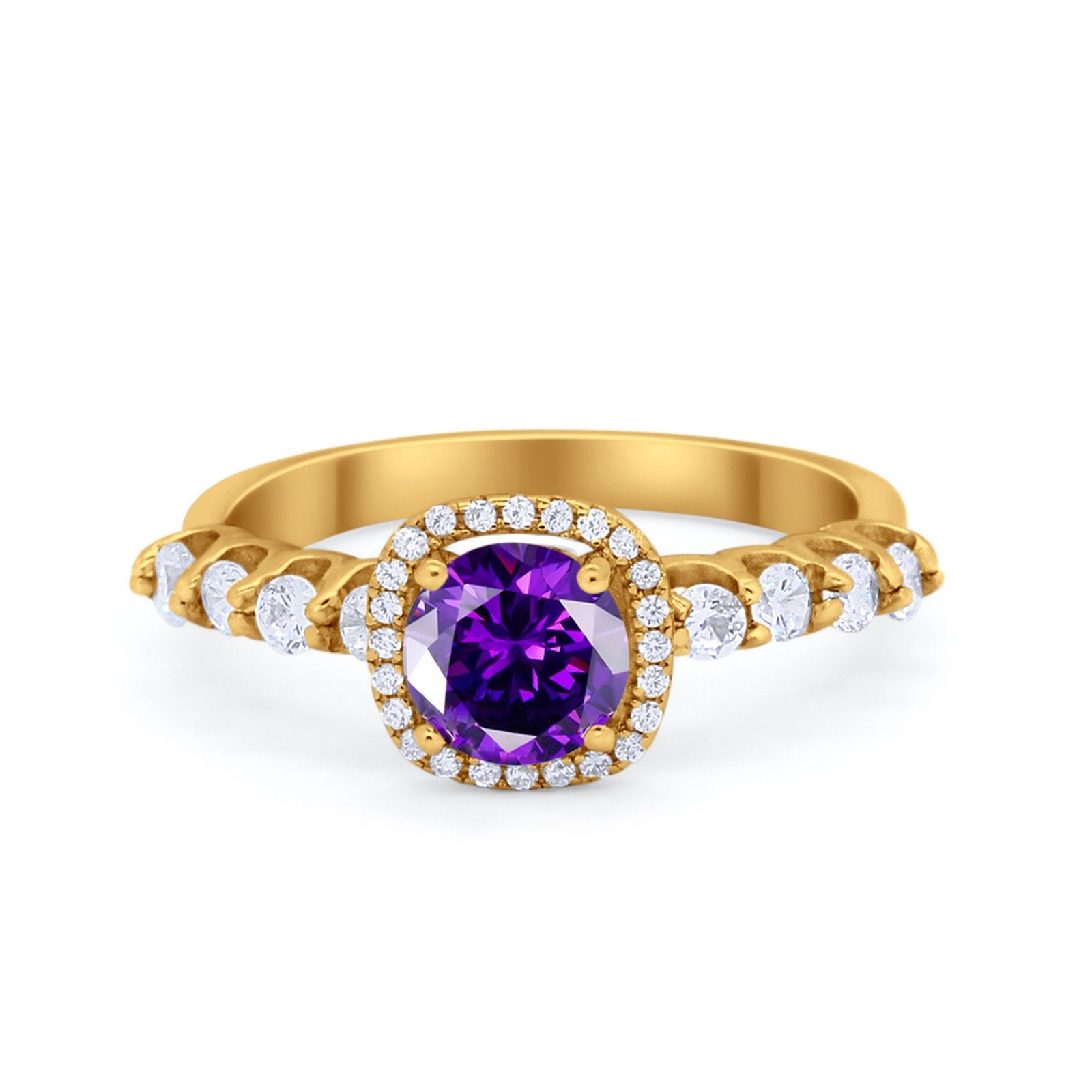 Art Deco Wedding Bridal Ring Round Cubic Zirconia Accent 925 Sterling Silver