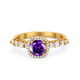 Art Deco Wedding Bridal Ring Round Cubic Zirconia Accent 925 Sterling Silver