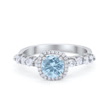 Art Deco Wedding Bridal Ring Round Cubic Zirconia Accent 925 Sterling Silver