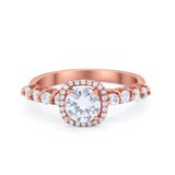 Art Deco Wedding Bridal Ring Round Cubic Zirconia Accent 925 Sterling Silver