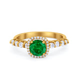 Art Deco Wedding Bridal Ring Round Cubic Zirconia Accent 925 Sterling Silver