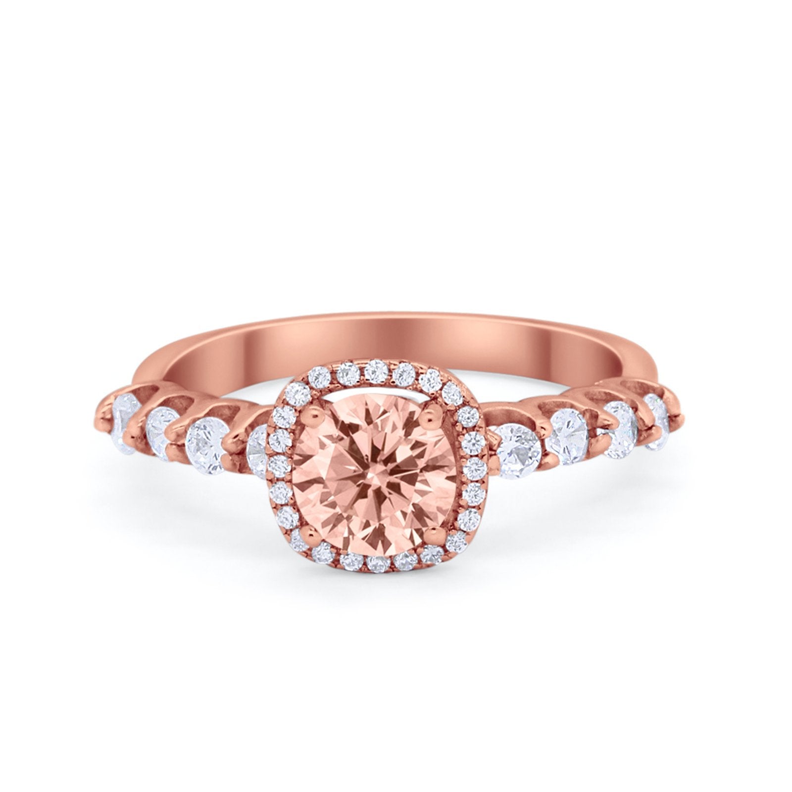 Art Deco Wedding Bridal Ring Round Cubic Zirconia Accent 925 Sterling Silver