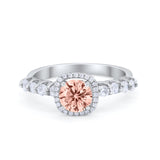 Art Deco Wedding Bridal Ring Round Cubic Zirconia Accent 925 Sterling Silver