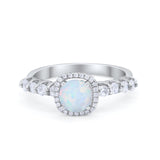 Art Deco Wedding Bridal Ring Round Cubic Zirconia Accent 925 Sterling Silver