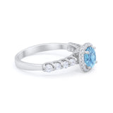 Art Deco Wedding Bridal Ring Round Cubic Zirconia Accent 925 Sterling Silver