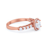 Art Deco Wedding Bridal Ring Round Cubic Zirconia Accent 925 Sterling Silver