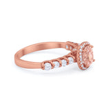 Art Deco Wedding Bridal Ring Round Cubic Zirconia Accent 925 Sterling Silver