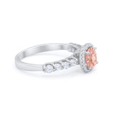 Art Deco Wedding Bridal Ring Round Cubic Zirconia Accent 925 Sterling Silver