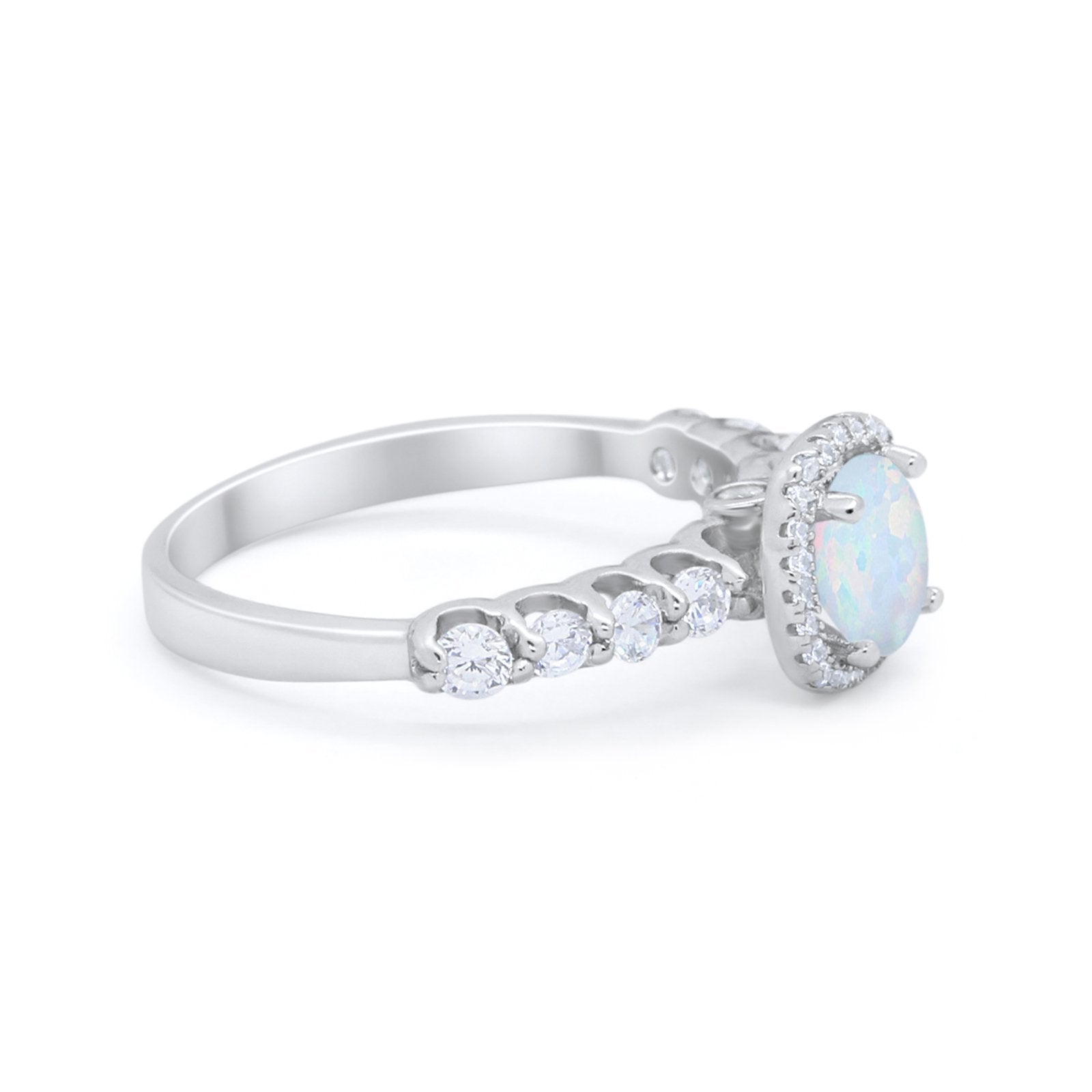 Art Deco Wedding Bridal Ring Round Cubic Zirconia Accent 925 Sterling Silver