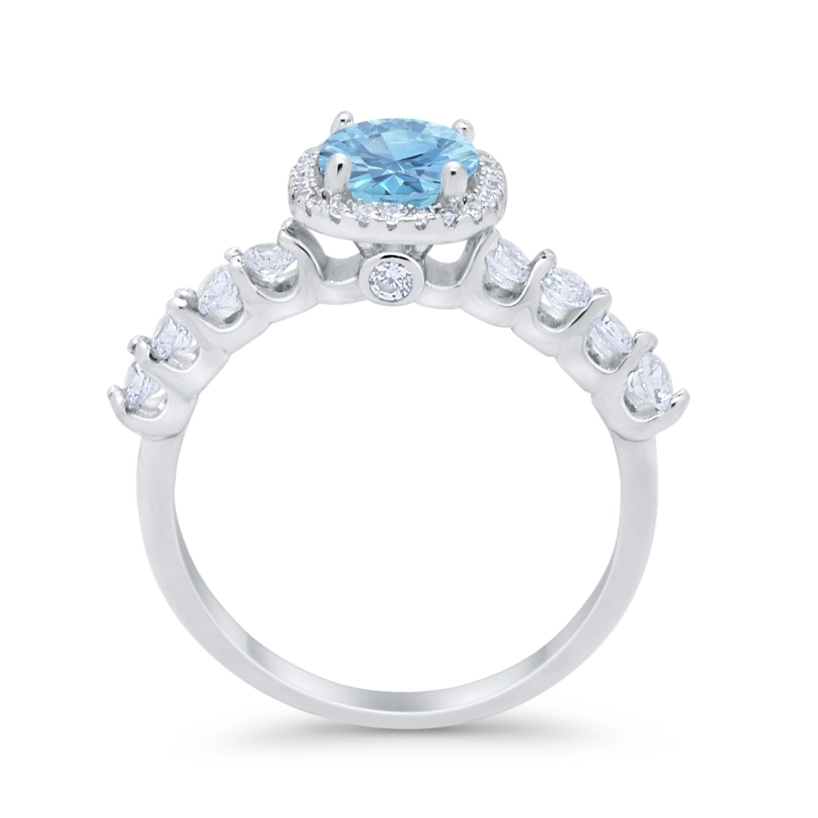 Art Deco Wedding Bridal Ring Round Cubic Zirconia Accent 925 Sterling Silver