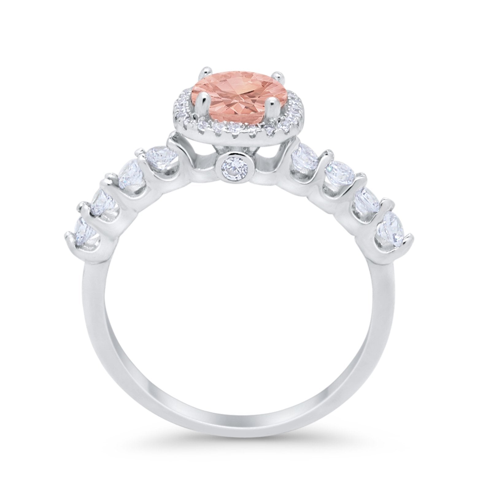 Art Deco Wedding Bridal Ring Round Cubic Zirconia Accent 925 Sterling Silver