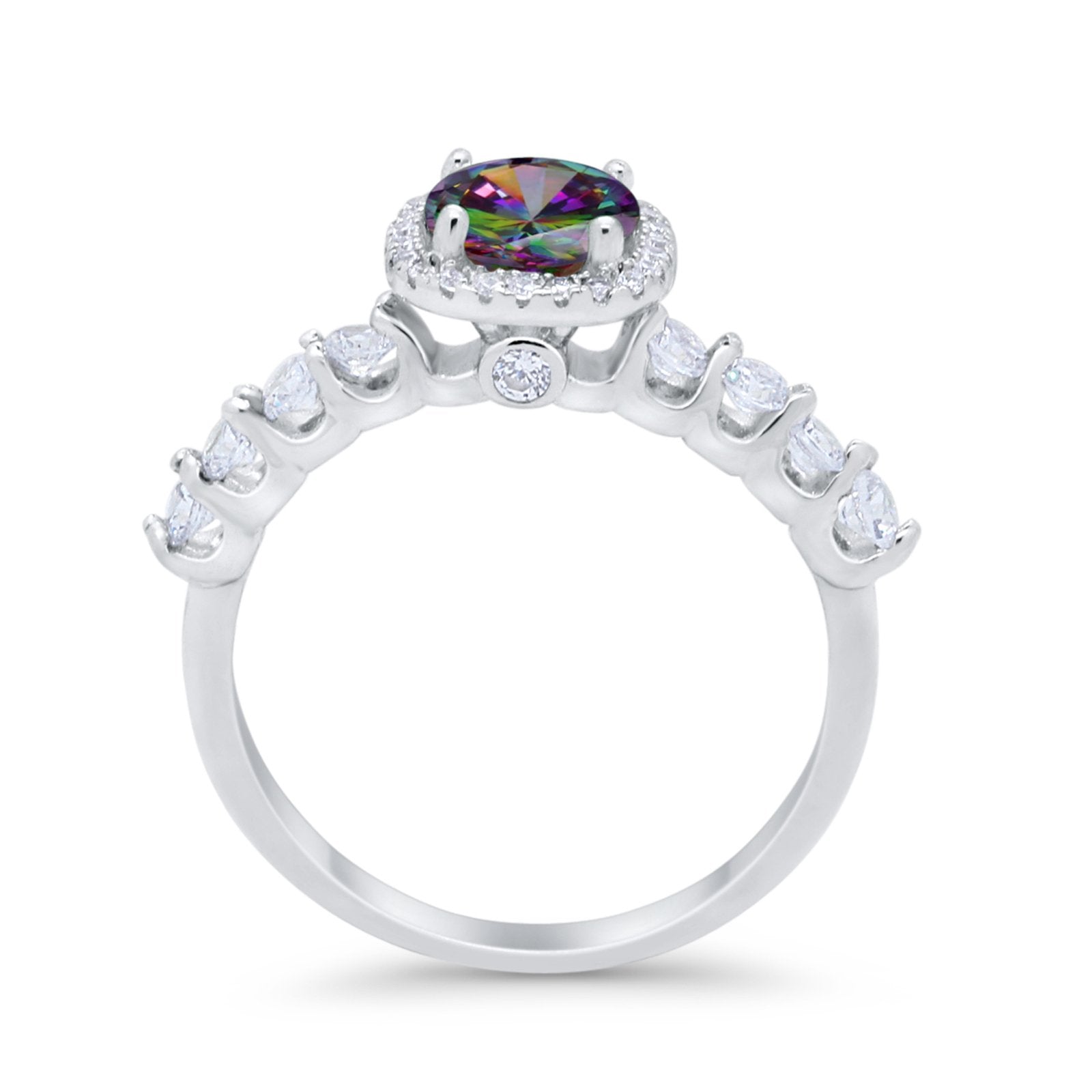 Art Deco Wedding Bridal Ring Round Cubic Zirconia Accent 925 Sterling Silver