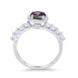 Art Deco Wedding Bridal Ring Round Cubic Zirconia Accent 925 Sterling Silver