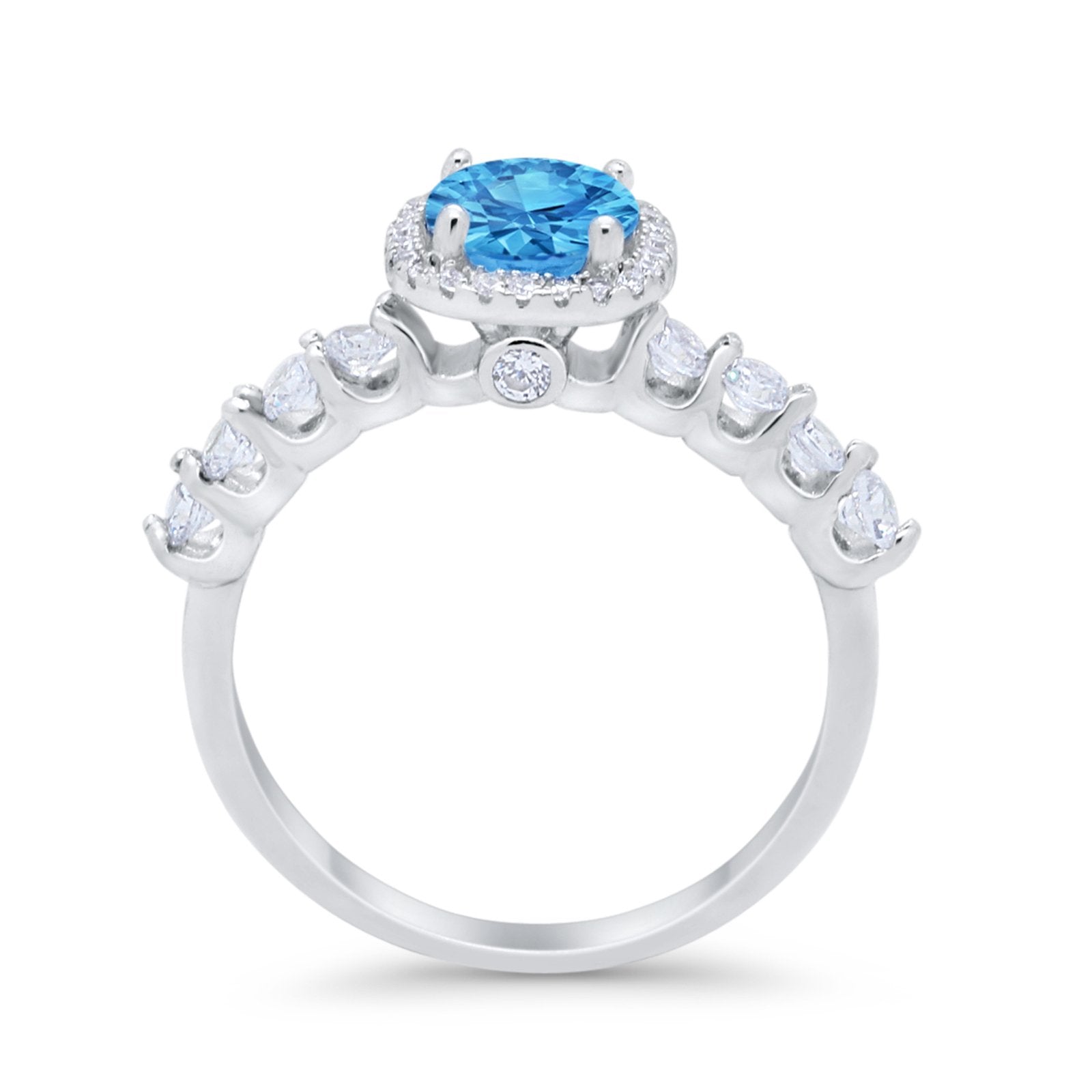 Art Deco Wedding Bridal Ring Round Cubic Zirconia Accent 925 Sterling Silver