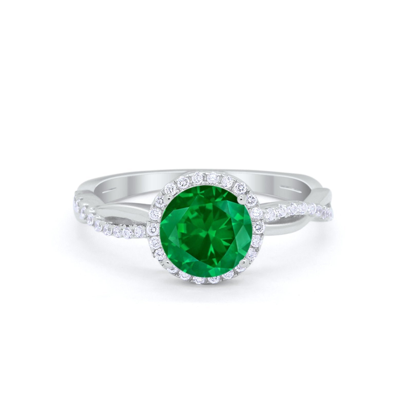 Halo Twisted Infinity Shank Wedding Bridal Ring Round Cubic Zirconia 925 Sterling Silver