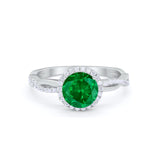 Halo Twisted Infinity Shank Wedding Bridal Ring Round Cubic Zirconia 925 Sterling Silver
