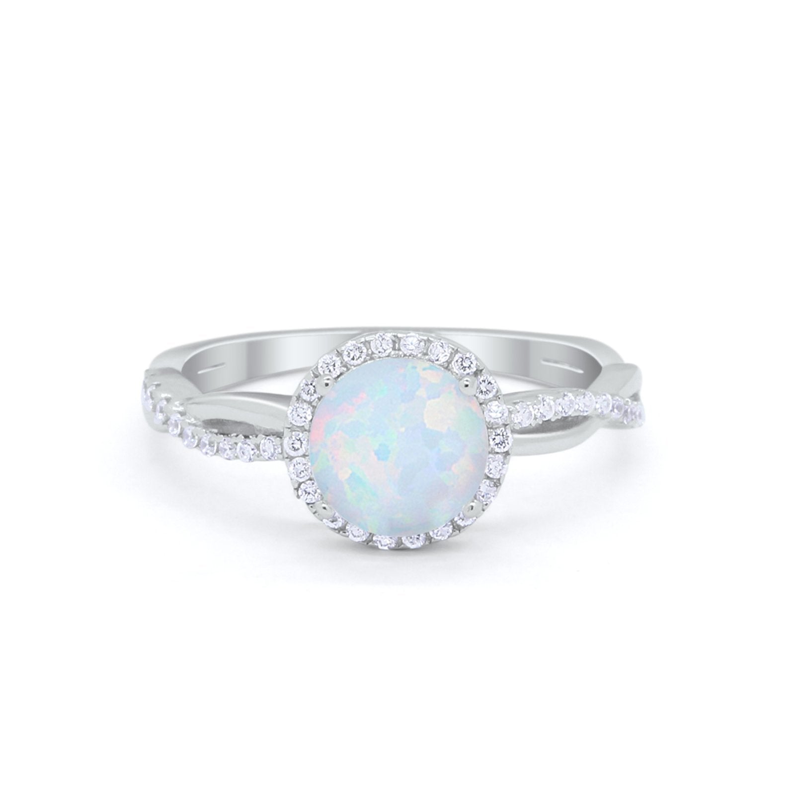 Halo Twisted Infinity Shank Wedding Bridal Ring Round Cubic Zirconia 925 Sterling Silver