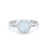 Halo Twisted Infinity Shank Wedding Bridal Ring Round Cubic Zirconia 925 Sterling Silver