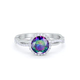 Halo Twisted Infinity Shank Wedding Bridal Ring Round Cubic Zirconia 925 Sterling Silver