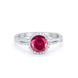 Halo Twisted Infinity Shank Wedding Bridal Ring Round Cubic Zirconia 925 Sterling Silver