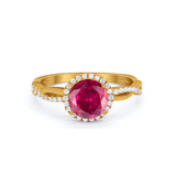 Halo Twisted Infinity Shank Wedding Bridal Ring Round Cubic Zirconia 925 Sterling Silver