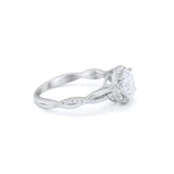 Halo Twisted Infinity Shank Wedding Bridal Ring Round Cubic Zirconia 925 Sterling Silver