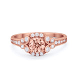 Vintage Style Art Deco Wedding Bridal Ring Round Cubic Zirconia 925 Sterling Silver