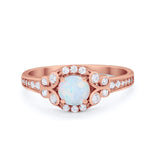 Vintage Style Art Deco Wedding Bridal Ring Round Cubic Zirconia 925 Sterling Silver