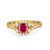 Vintage Style Art Deco Wedding Bridal Ring Round Cubic Zirconia 925 Sterling Silver