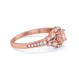 Vintage Style Art Deco Wedding Bridal Ring Round Cubic Zirconia 925 Sterling Silver