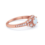 Vintage Style Art Deco Wedding Bridal Ring Round Cubic Zirconia 925 Sterling Silver