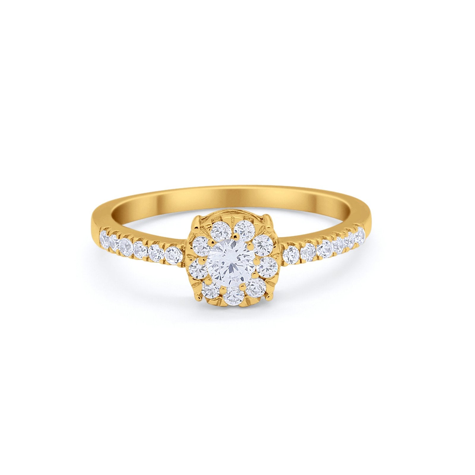 Cluster Flower Design Fashion Ring Round Cubic Zirconia 925 Sterling Silver