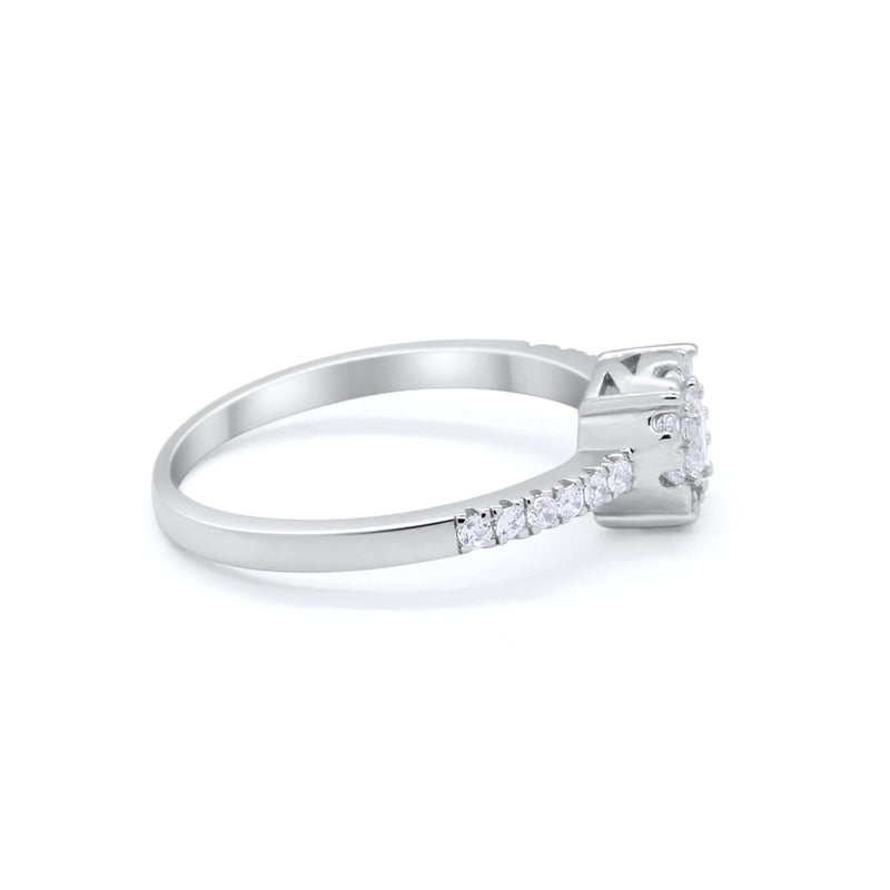 Cluster Flower Design Fashion Ring Round Cubic Zirconia 925 Sterling Silver