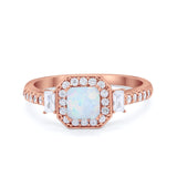 Art Deco Princess Cut Baguette Bridal Wedding Ring Round Cubic Zirconia 925 Sterling Silver