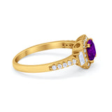 Art Deco Princess Cut Baguette Bridal Wedding Ring Round Cubic Zirconia 925 Sterling Silver