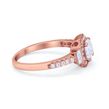 Art Deco Princess Cut Baguette Bridal Wedding Ring Round Cubic Zirconia 925 Sterling Silver