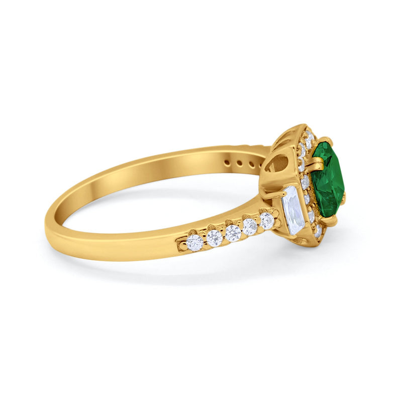 Art Deco Princess Cut Baguette Bridal Wedding Ring Round Cubic Zirconia 925 Sterling Silver