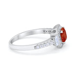 Art Deco Princess Cut Baguette Bridal Wedding Ring Round Cubic Zirconia 925 Sterling Silver