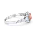 Art Deco Princess Cut Baguette Bridal Wedding Ring Round Cubic Zirconia 925 Sterling Silver