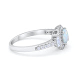 Art Deco Princess Cut Baguette Bridal Wedding Ring Round Cubic Zirconia 925 Sterling Silver