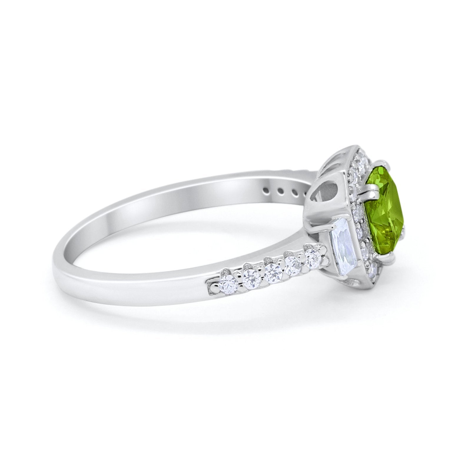 Art Deco Princess Cut Baguette Bridal Wedding Ring Round Cubic Zirconia 925 Sterling Silver