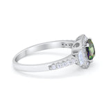 Art Deco Princess Cut Baguette Bridal Wedding Ring Round Cubic Zirconia 925 Sterling Silver