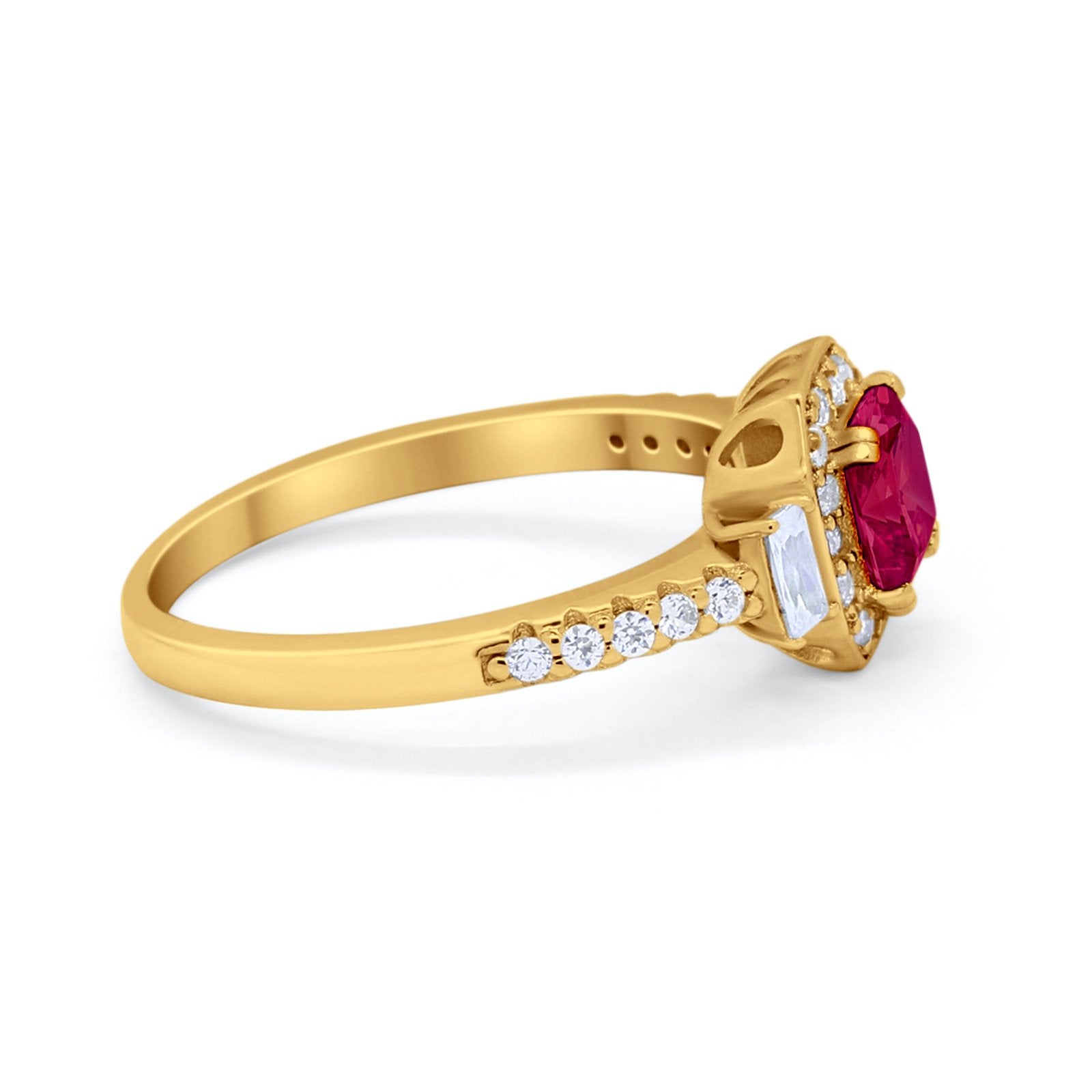 Art Deco Princess Cut Baguette Bridal Wedding Ring Round Cubic Zirconia 925 Sterling Silver