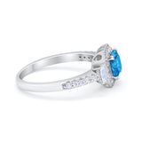 Art Deco Princess Cut Baguette Bridal Wedding Ring Round Cubic Zirconia 925 Sterling Silver