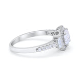 Art Deco Princess Cut Baguette Bridal Wedding Ring Round Cubic Zirconia 925 Sterling Silver