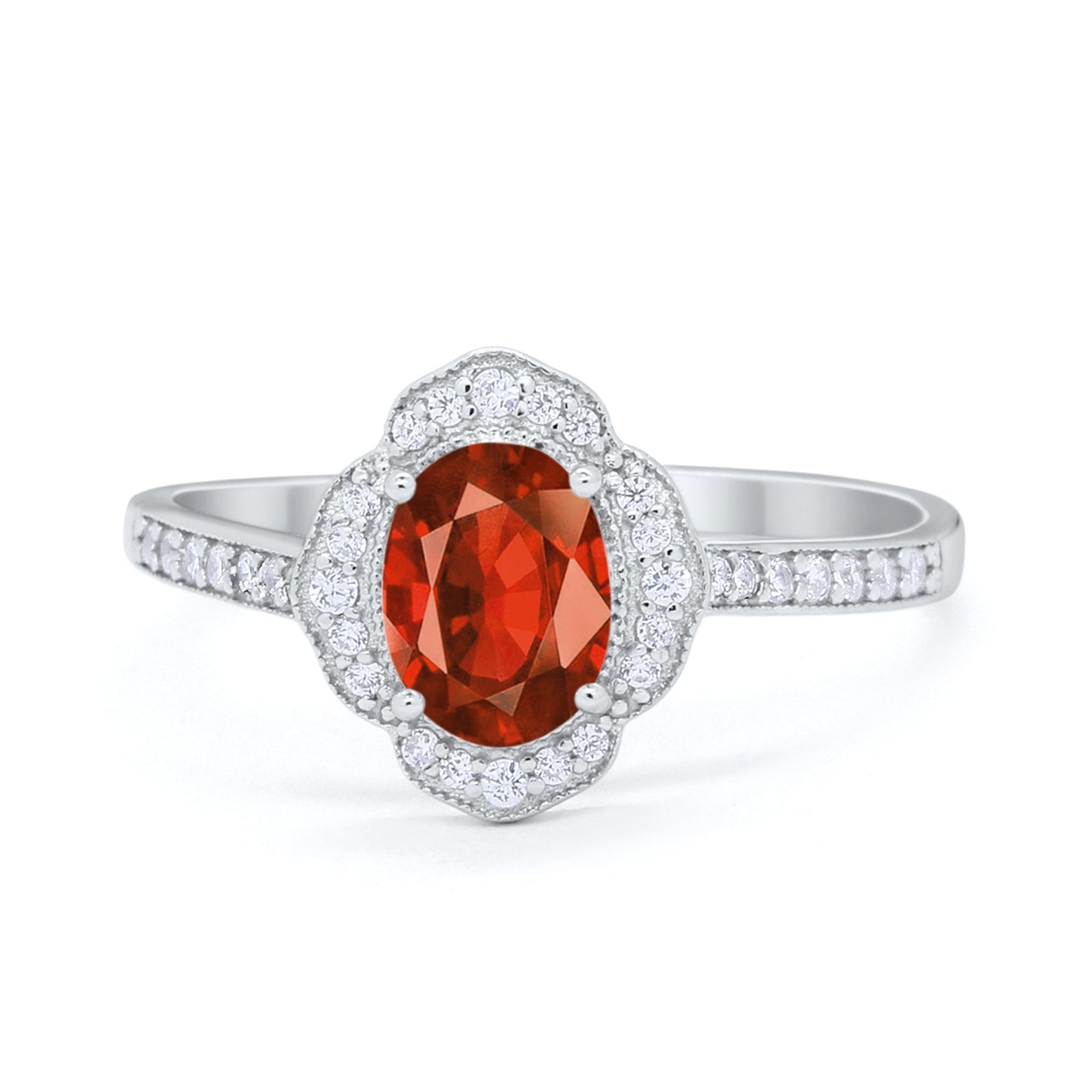 Art Deco Oval Wedding Engagement Ring Round Cubic Zirconia 925 Sterling Silver